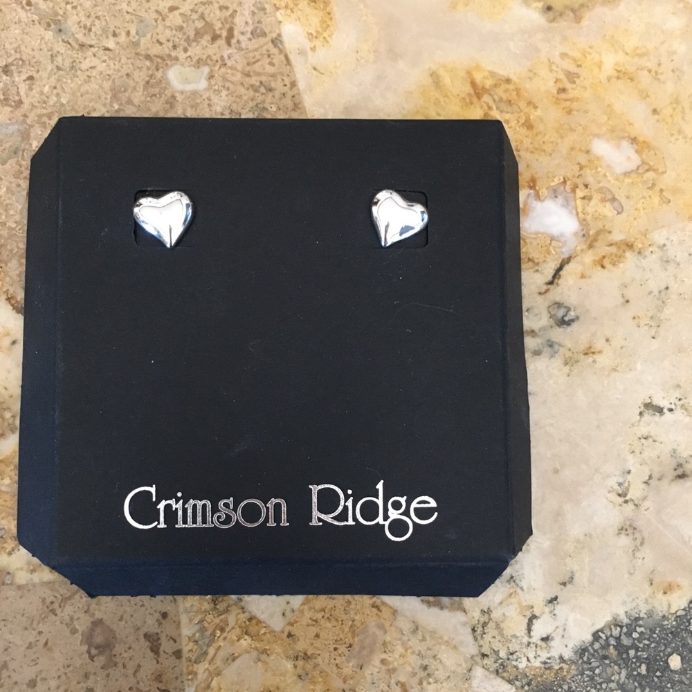 Silver heart stud earrings